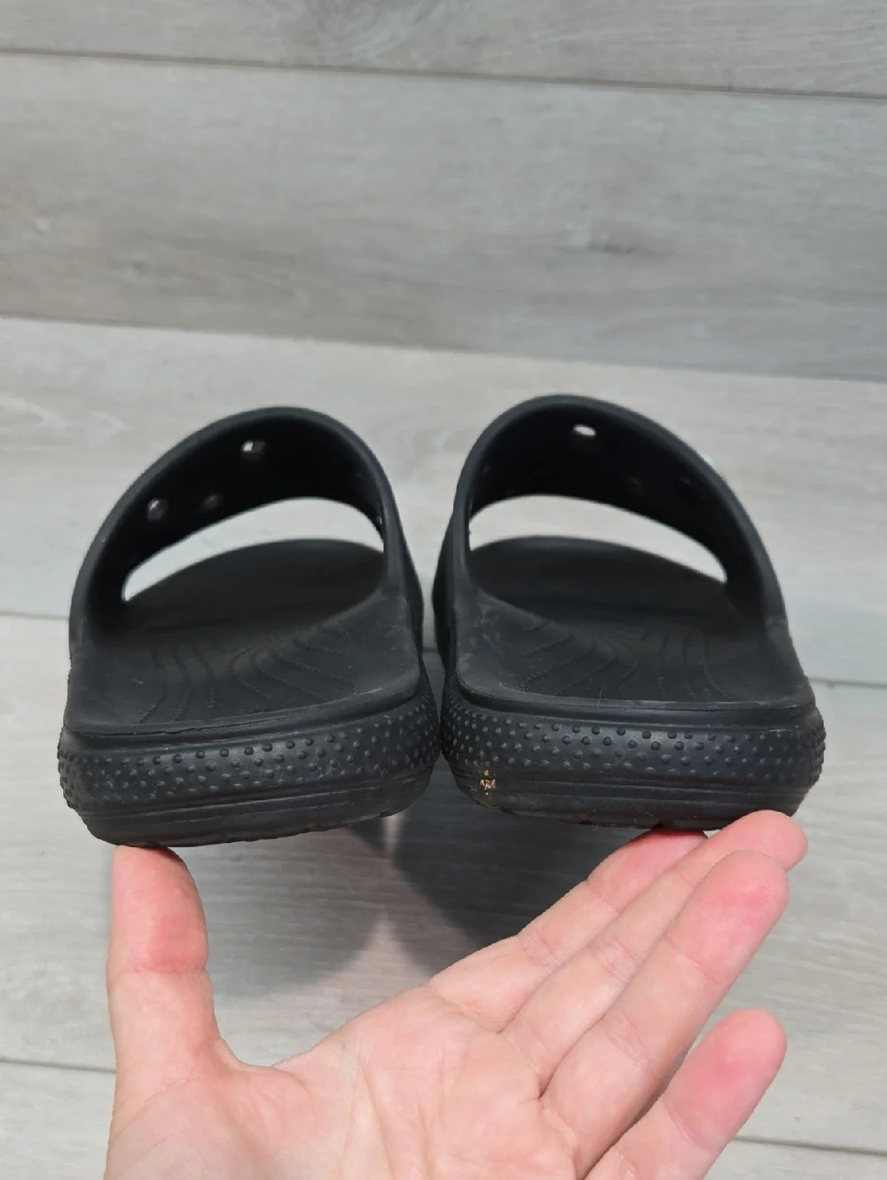 Crocs Women Black Slide Sandals with Sport Charms Flats Shoes Sz W12 M10